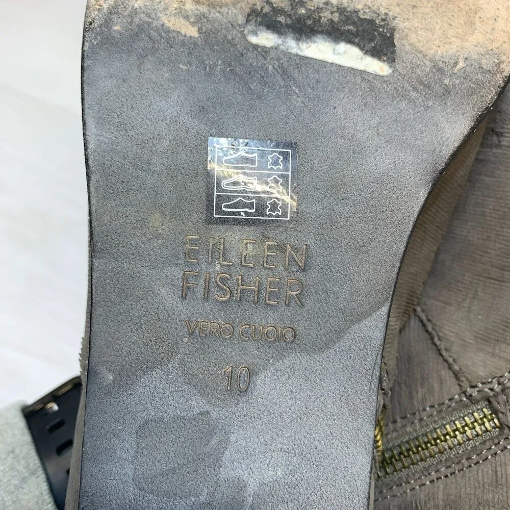 Eileen Fisher Murphy Ankle Boots Women's Size 10 Brown Suede Side Zip Block Heel - Picture 9 of 11